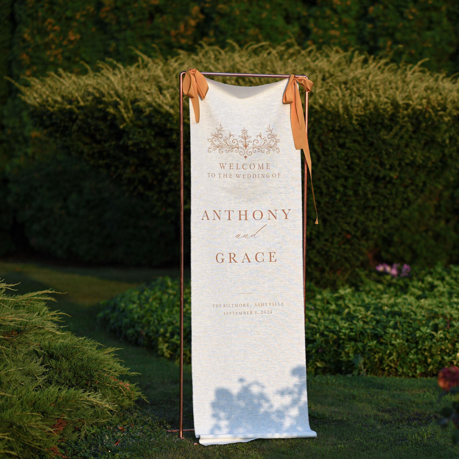 Regal Wedding Welcome Sign "Anthony and Grace"