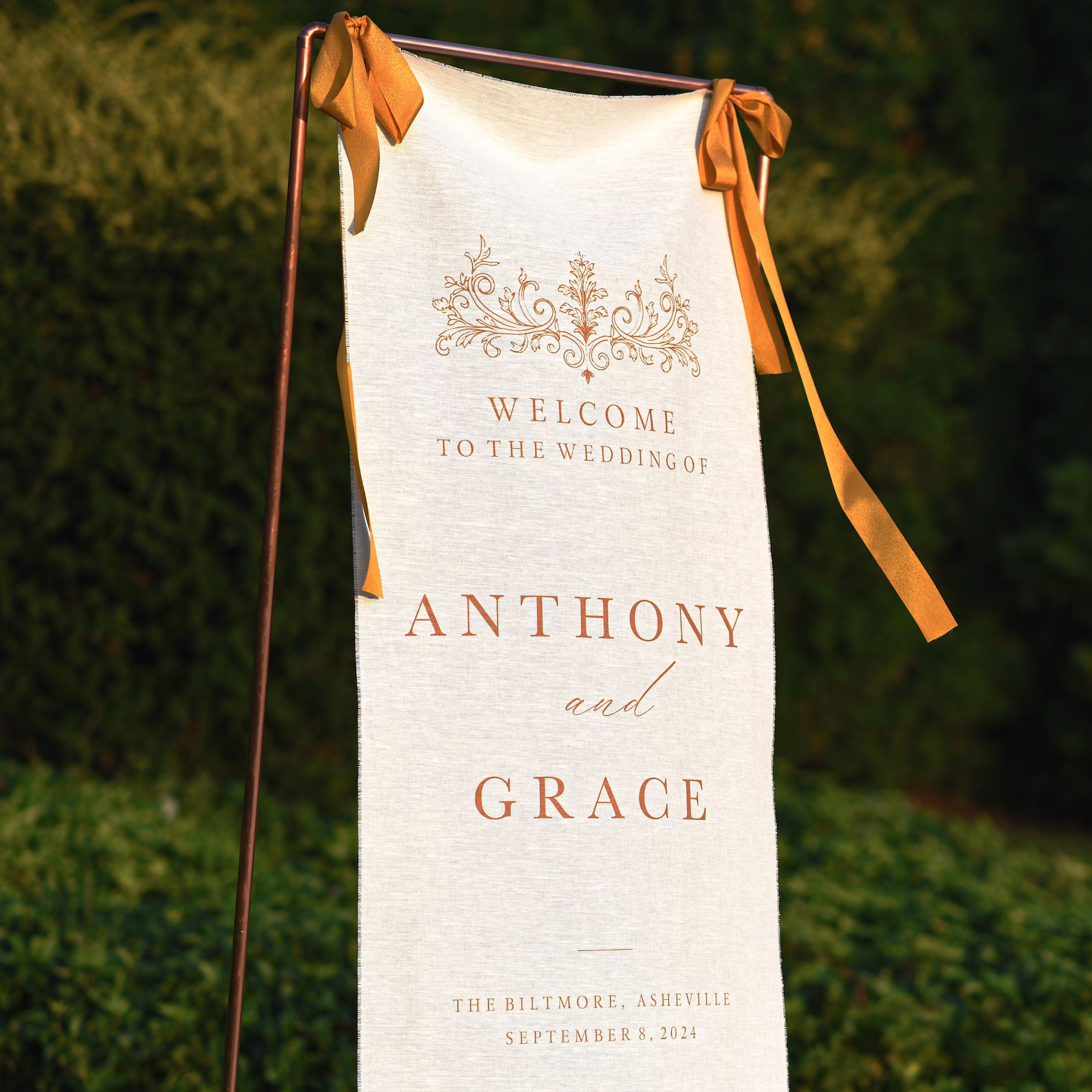 Regal Wedding Welcome Sign "Anthony and Grace"