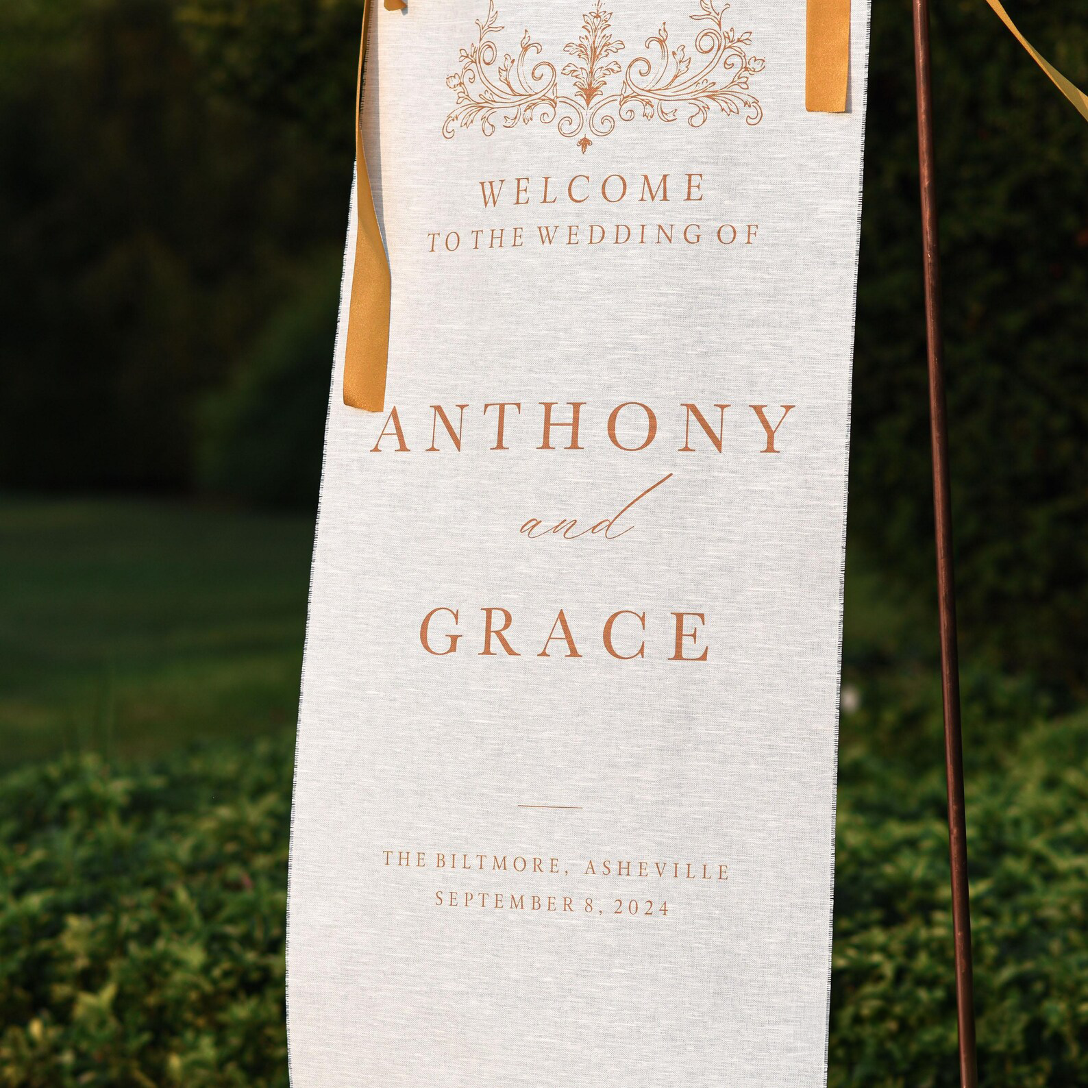Regal Wedding Welcome Sign "Anthony and Grace"